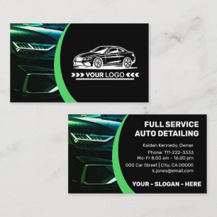 Cartão De Visita Modelo de logotipo serviço de carro verde 
