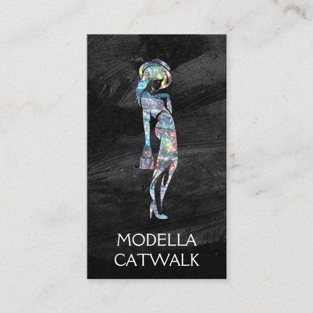 Cartão De Visita Modelo de Moda Brilho Espelhado (Frente)