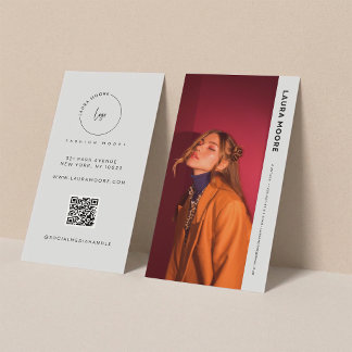 Cartão De Visita Modelo de Moda Moderno Foto Personalizada Tendênci