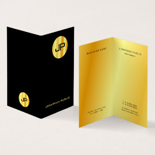 Cartão De Visita Modelo de Monograma Moderno Elegante Dourado