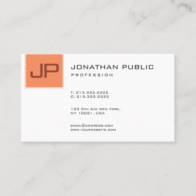 Cartão De Visita Modelo de Monograma Moderno Elegante Personalizado (Frente)