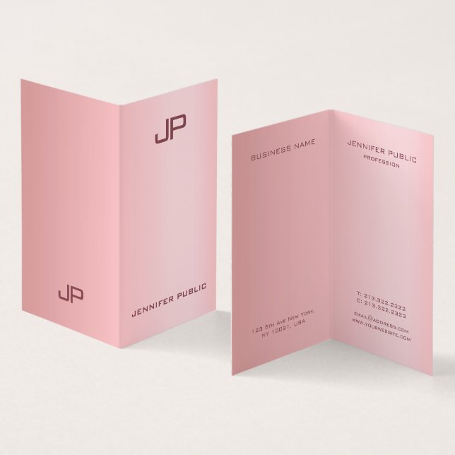 Cartão De Visita Modelo de Monograma Simples Elegante Dourado Elega (Interior e exterior)