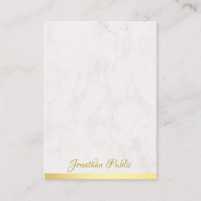 Cartão De Visita Modelo de Nome de Manuscrito de Marble Dourado (Frente)
