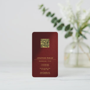 Cartão De Visita Modelo de QR Code Profissional com Texto Dourado L