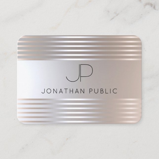 Cartão De Visita Modelo de Silver Monogramas (Frente)