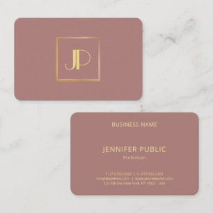 Cartão De Visita Modelo Elegante de Monograma Dourado Moderno Perso