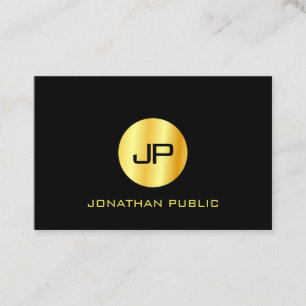 Cartão De Visita Modelo Elegante Dourado Preto Monograma
