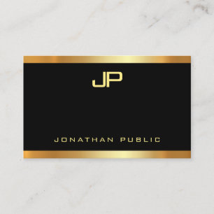 Cartão De Visita Modelo Elegante Moderno de Monograma Dourado