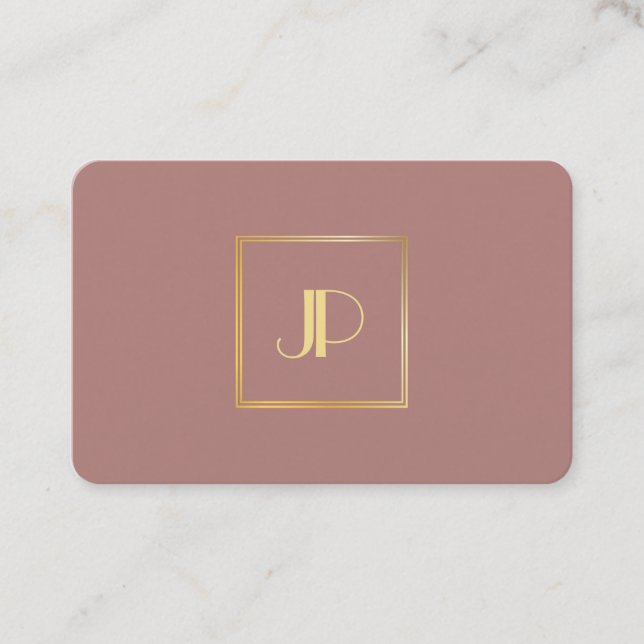 Cartão De Visita Modelo Elegante Moderno de Monograma Dourado (Frente)