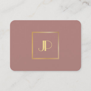 Cartão De Visita Modelo Elegante Moderno de Monograma Dourado Profi