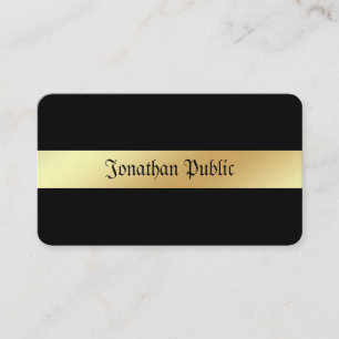 Cartão De Visita Modelo Elegante Preto e Dourado para Glamor Person
