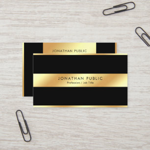 Cartão De Visita Modelo Elegante Preto e Dourado Profissional Moder