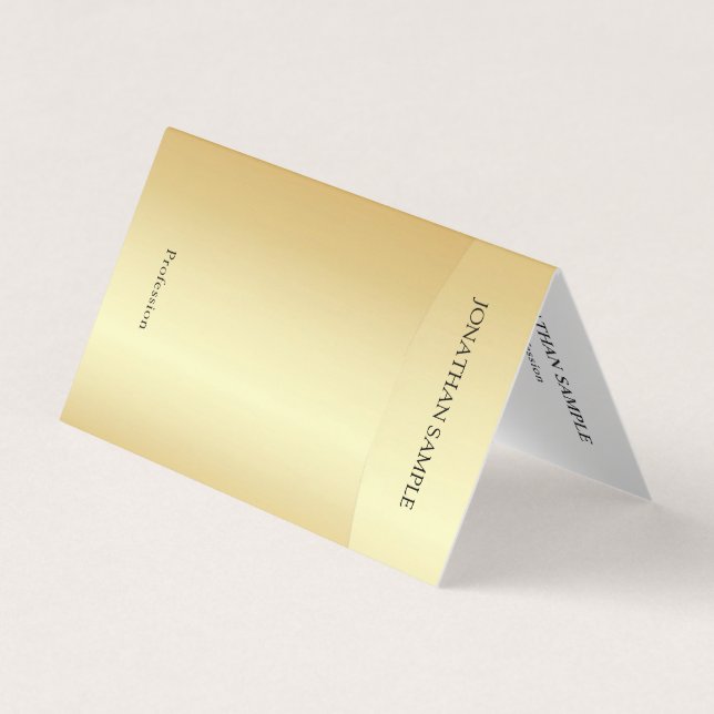 Cartão De Visita Modelo elegante profissional moderno e Dourado (Frente)