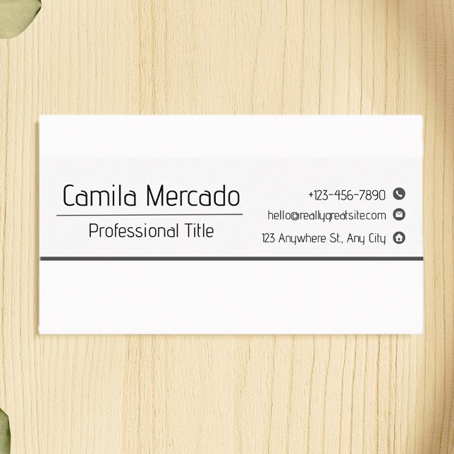 Cartão De Visita Modelo Executivo Simples Preto e Branco (Criador carregado)