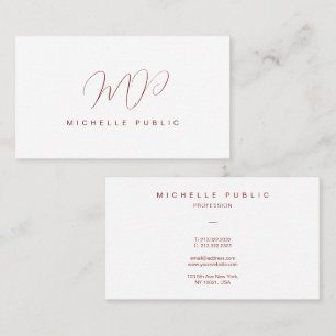 Cartão De Visita Modelo inicial do Monograma Elegante Personalizado