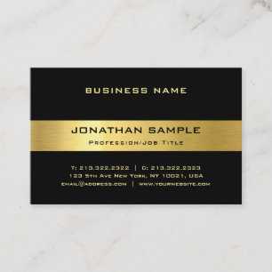 Cartão De Visita Modelo Luxe na moda moderno preto e Dourado à mod