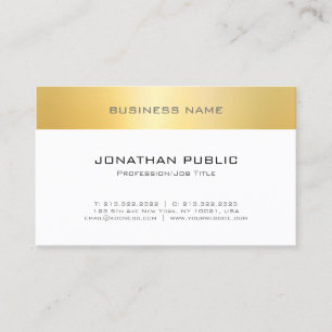 Cartão De Visita Modelo Minimalista Moderno Elegante Branco Dourado
