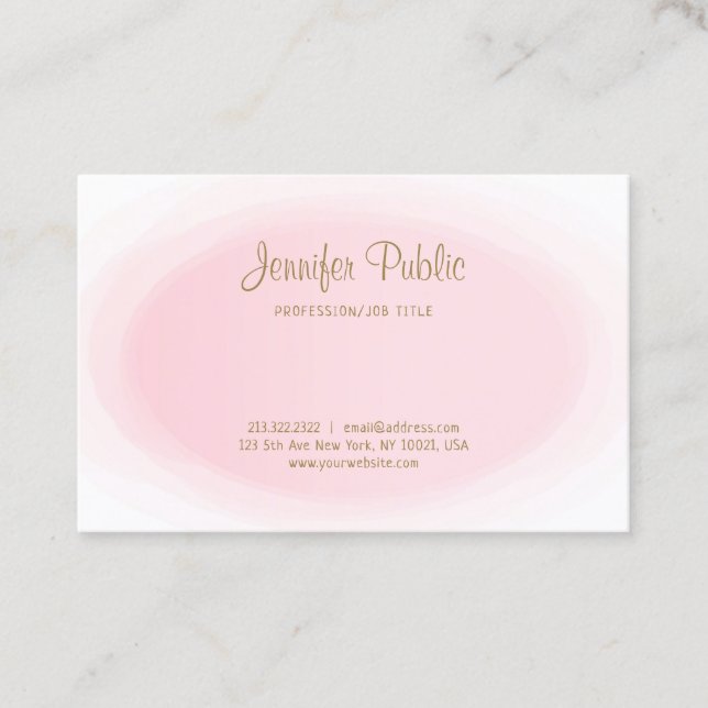 Cartão De Visita Modelo Mínimo Dourado Rosa Simples Chic (Frente)