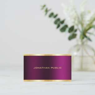 Cartão De Visita Modelo Moderno de Texto Dourado Elegante Roxo