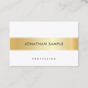 Cartão De Visita Modelo Moderno Elegante Dourado Branco Personaliza