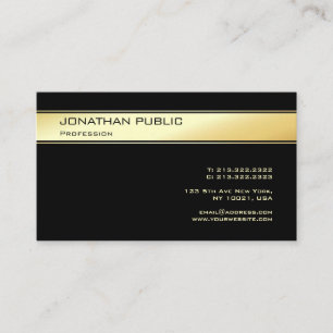 Cartão De Visita Modelo Moderno Elegante Preto e Dourado Personaliz