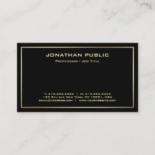 Cartão De Visita Modelo Moderno Profissional Elegante Preto Dourado