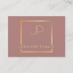 Cartão De Visita Modelo na moda Dourado Monograma Moderno Luxo