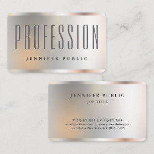 Cartão De Visita Modelo Oceânia Faux Silver Elegante Personalizada
