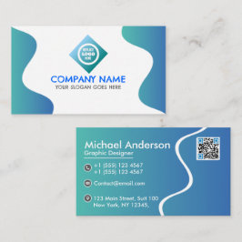Cartão De Visita Modelo Personalizado Editável Corporativo Azul