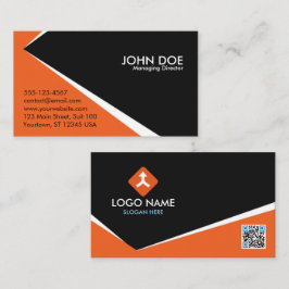 Cartão De Visita Modelo Personalizado Laranja Moderno Preto