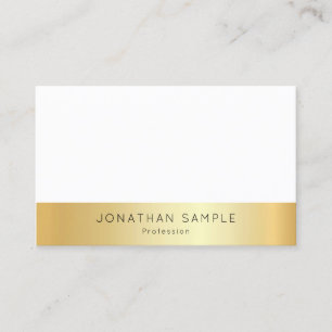 Cartão De Visita Modelo Personalizado Simples Branco Dourado Elegan