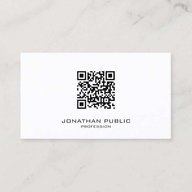 Cartão De Visita Modelo Profissional de QR Code Elegante Moderno e  (Frente)