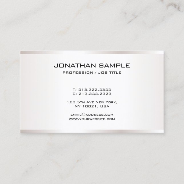 Cartão De Visita Modelo profissional Elegante moderno, prata falsa (Frente)