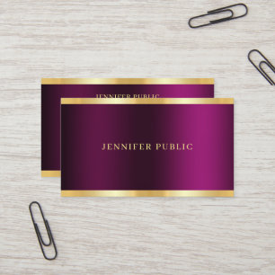 Cartão De Visita Modelo Profissional Roxo Elegante Texto Dourado