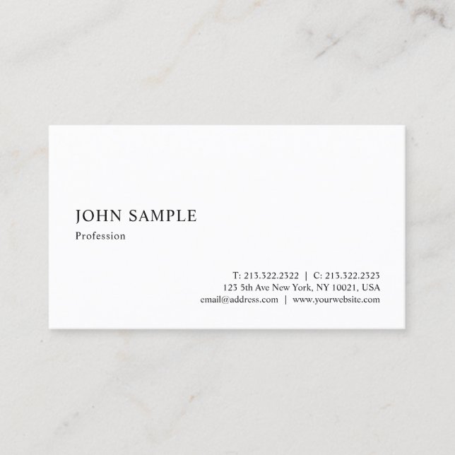 Cartão De Visita Modelo Simples, Branco, Elegante (Frente)