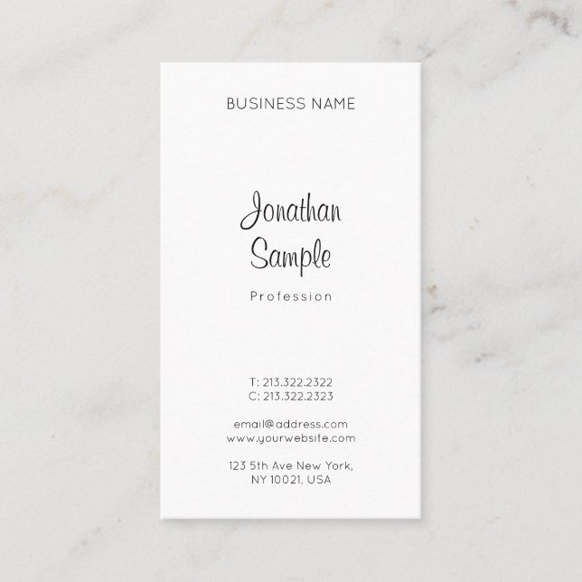 Cartão De Visita Modelo Simples de Script de Nome Manuscrito Modern (Frente)