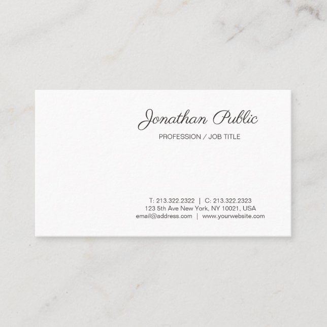 Cartão De Visita Modelo Simples de Script Manuscrito Personalizado (Frente)