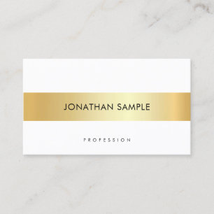 Cartão De Visita Modelo Simples Moderno Elegante Branco Dourado Per