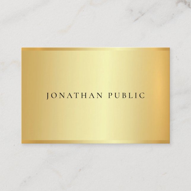 Cartão De Visita Modelo Simples Moderno Ouro Falso Elegante Tendênc (Frente)
