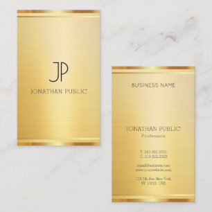 Cartão De Visita Modelo Vertical Dourado Elegante Profissional