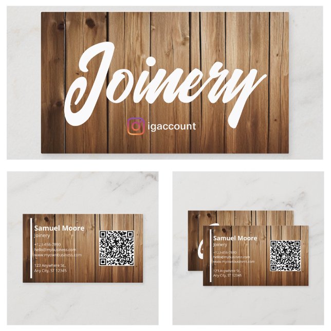 Cartão De Visita Modelos de Carpintaria Profissional Código QR (Professional Joinery Templates QR Code Business Card
)