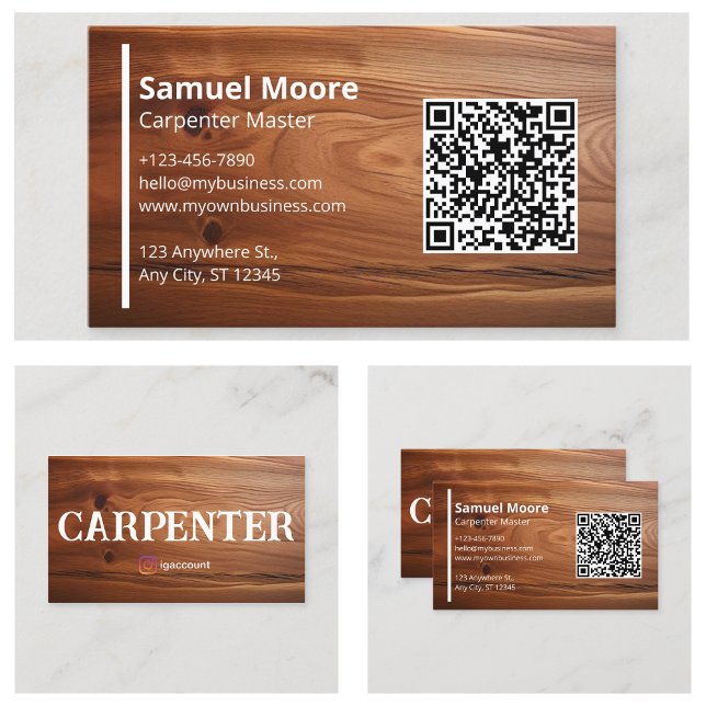 Cartão De Visita Modelos de Carpintaria Rústica (Rustic Carpenter Templates Business Card
)