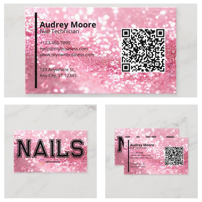 Cartão De Visita Modelos de Código QR para Técnicos de Unhas Profis (QR Code Professional Nail Technician Templates Business Card
)
