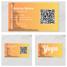 Cartão De Visita Modelos de Instrutor de Yoga Código QR