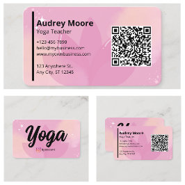 Cartão De Visita Modelos de Professor de Yoga Código QR