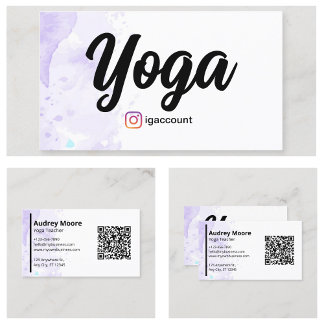 Cartão De Visita Modelos de Professores de Yoga Roxo
