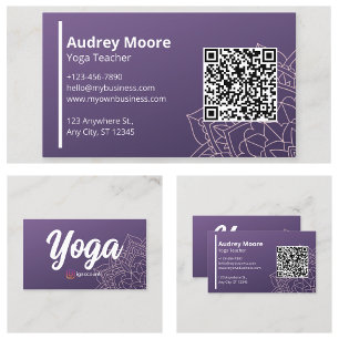 Cartão De Visita Modelos de QR Code para Professores de Yoga