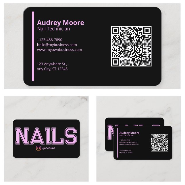 Cartão De Visita Modelos Modernos para Técnicos de Unhas (Modern Nail Technicians Templates Business Card
)