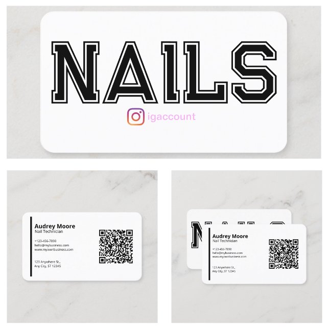 Cartão De Visita Modelos Técnicos Brancos do Nail Vazio Moderno (Modern Blank White Nail Technician Templates Business Card
)