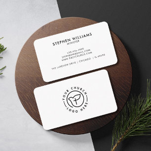 Cartão De Visita Moderar o logotipo da sua igreja Ministro preto e 